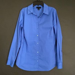 Blue blouse, button down, size 6.
